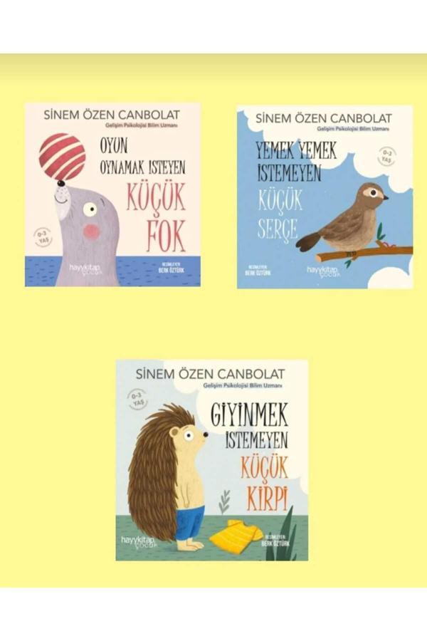 oyun oynamak istemeyen fok ,yemek yemek istemeyen serçe ve giyinmek istemeyen küçük kirpi 3 lü set - Zagrozal Yayınevi - Image 1