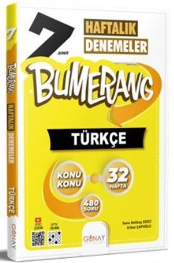 7.Sınıf Bumerang 32 Haftalık Türkçe Denemeleri - Günay Yayıncılık - Image 1