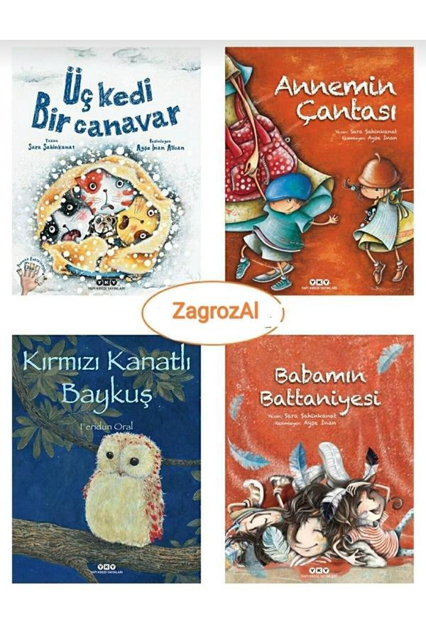 Üç Kedi Bir Canavar , Babamın Battaniyesi, Annemin Çantası , Kırmızı Kanatlı Baykuş 4 Kitap Set - Zagrozal Yayınevi - Image 1