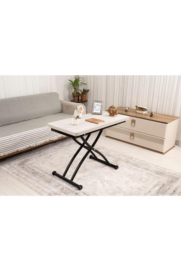 Sehpam Akıllı Akıllı Sehpa Mini Juppo Üst Tabla Mdf Lizbon Oval Köşe Alt Ayak Siyah Dışa Kıvrım - Image 1