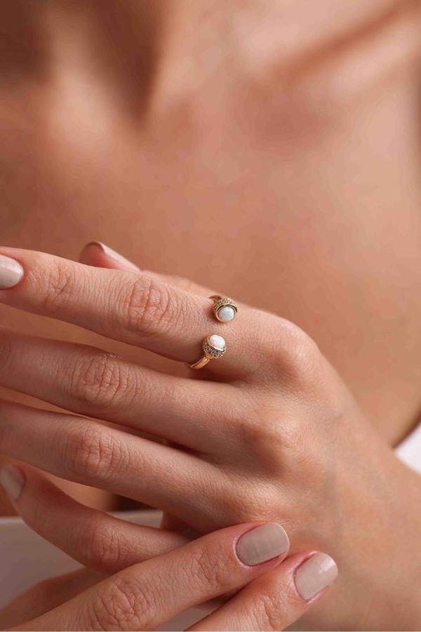 14 Ayar Altın Opal Glow Yüzük - Image 1