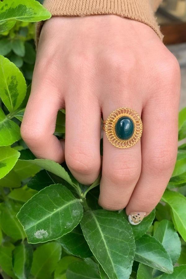 14 Ayar Altın Venüs Zümrüt Yüzük - Image 1