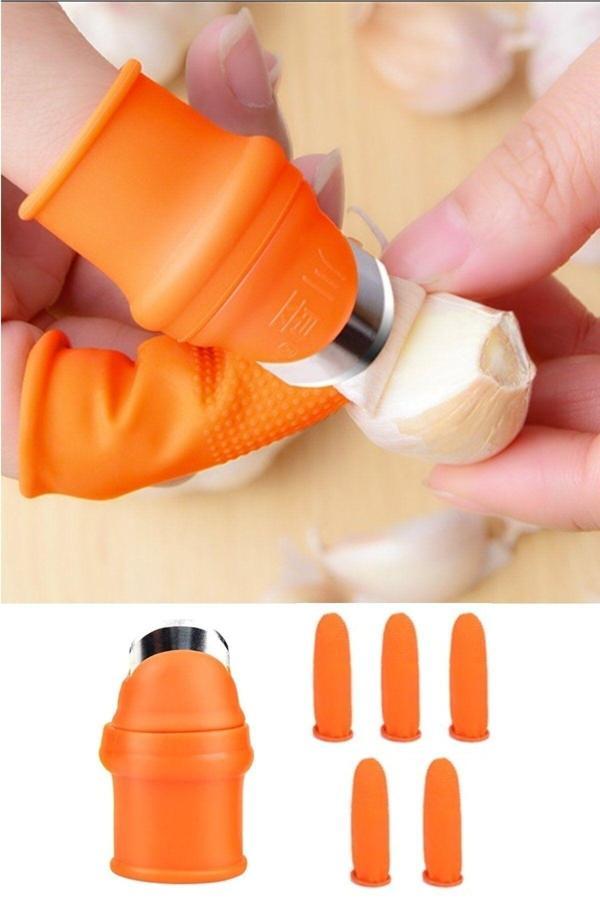 Kitchen Live Pratik Baş Parmak Koruyucu Eldiven Sarımsak Soğan Bezelye Soyucu Sebze Meyve Kesici 5 Yedek Başlıklı - Image 1