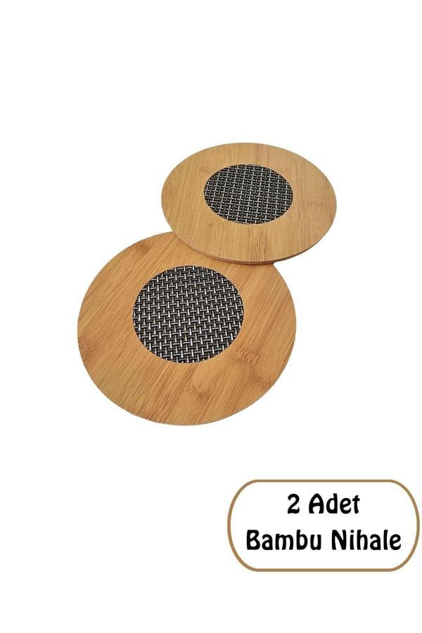 Qesqin (2 Adet) Ahşap Bambu Nihale, Çaydanlık Altı Sıcak Tencere İçin Ahşap Nihale Altlık - Image 1