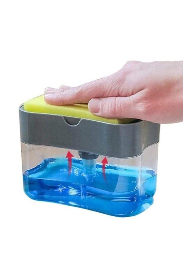 Qesqin Pompalı Sünger Hazneli Sıvı Deterjanlık 380 Ml - Pratik Hazneli Sıvı Deterjanlık - Image 1