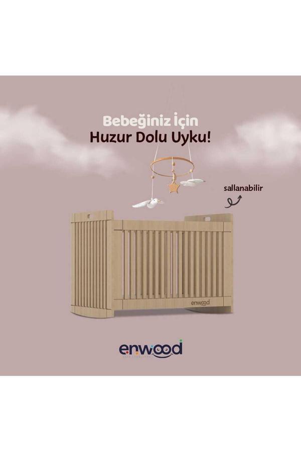 Enwood ALGOL MODÜLER MDF SALLANAN BEŞİK SAFİR MEŞE (İÇ YATAK ÖLÇÜSÜ 60 CM  X 100 CM) - Image 1