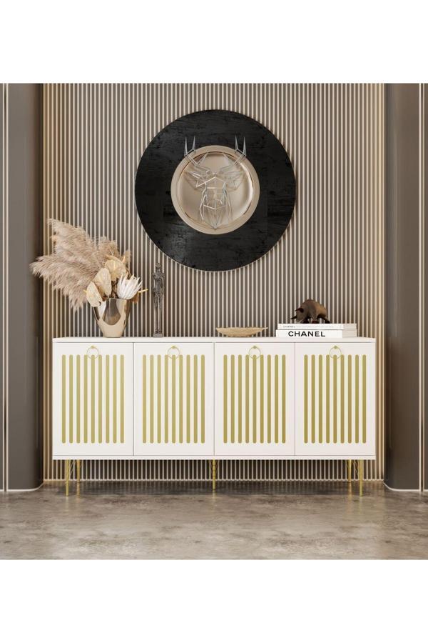 Enwood Andromeda GOLD SERİSİ 140 cm 4 kapaklı MDF Konsol 140 x 80 x 40 cm - Image 1