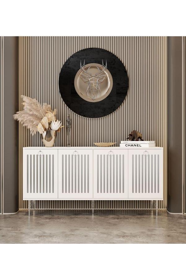 Enwood Andromeda SİLVER SERİSİ 160 cm 4 kapaklı MDF Konsol 160 x 80 x 40 cm - Image 1