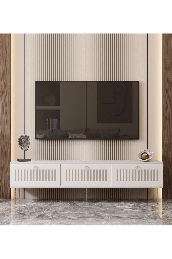 Enwood Andromeda SİLVER SERİSİ 180 cm 3 kapaklı MDF TV ÜNİTESİ 180 x 50 x 32 cm - Image 1