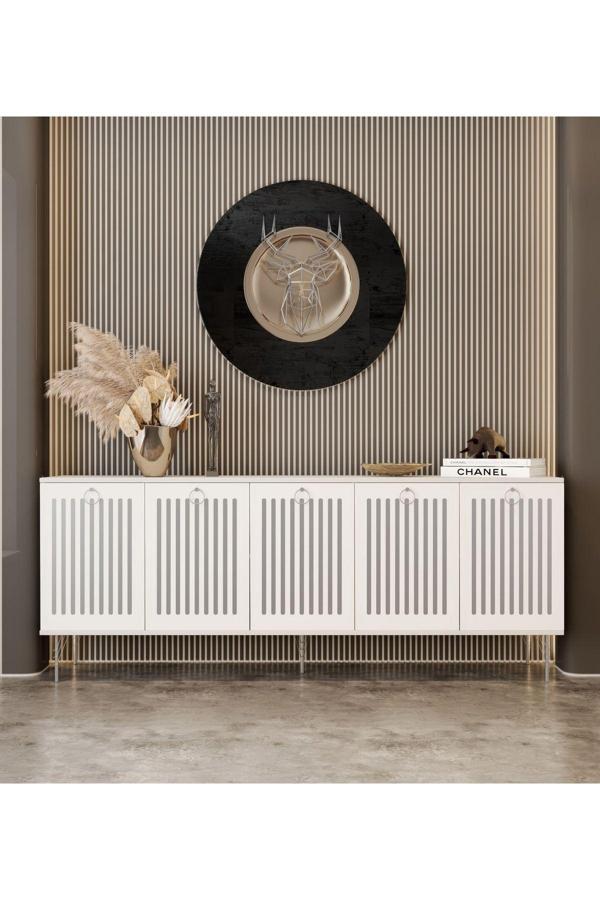 Enwood Andromeda SİLVER SERİSİ 180 cm 5 kapaklı MDF Konsol 180 x 80 x 40 cm - Image 1