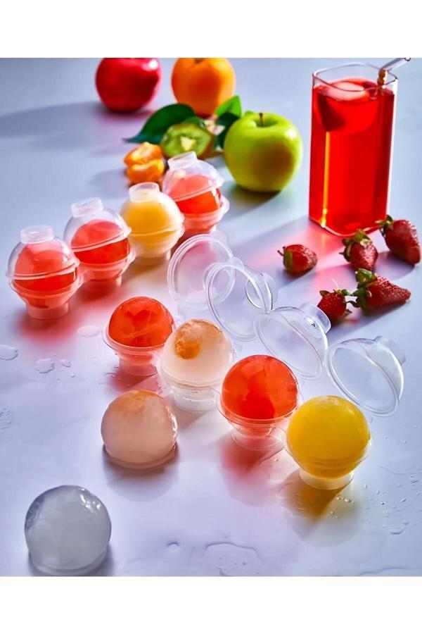 Qesqin 4'Lü Plastlife Küre Buz Kalıbı Buz Topu Dondurucu Buzluk Saklama Ve Sunum Kabı - Image 1