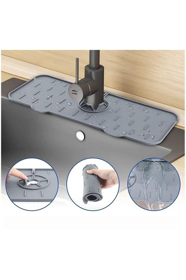 Qesqin Su Tutucu Musluk Matı Mutfak Ve Banyo Için Koruyucu Musluk Ve Lavabo Matı Musluk Tezgah Üstü Mat - Image 1