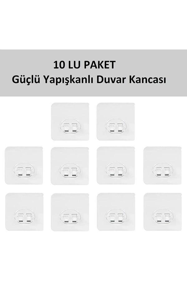 Qesqin Yedek 10 Adet Yapışkanlı Sticker Kendinden Yapışkanlı Kancalı Yapışkan Banyo Rafı Su Geçirmez Askı - Image 1