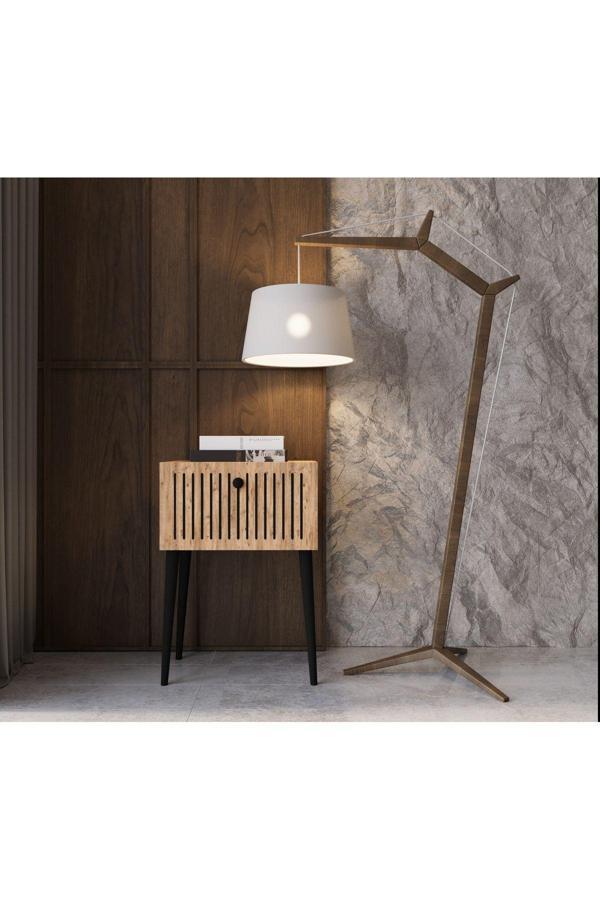 Enwood CANOPUS MDF SAFİR MEŞE AHŞAP AYAKLI TEK KAPAKLI KOMODİN - Image 1