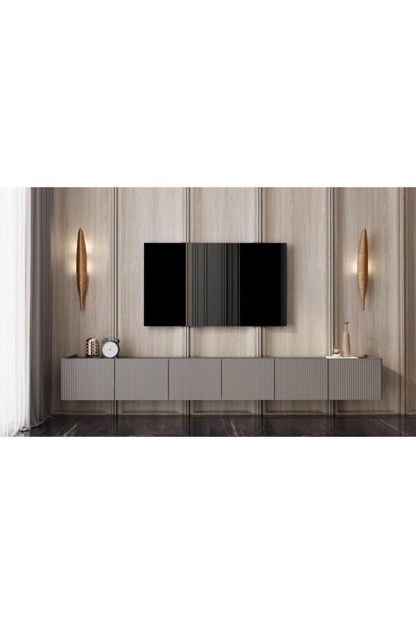 Enwood CAPELLA  Mdf 6 Kapaklı Duvara Monte (120 CM X 2 ADET) 240 Cm Tv Ünitesi - Image 1