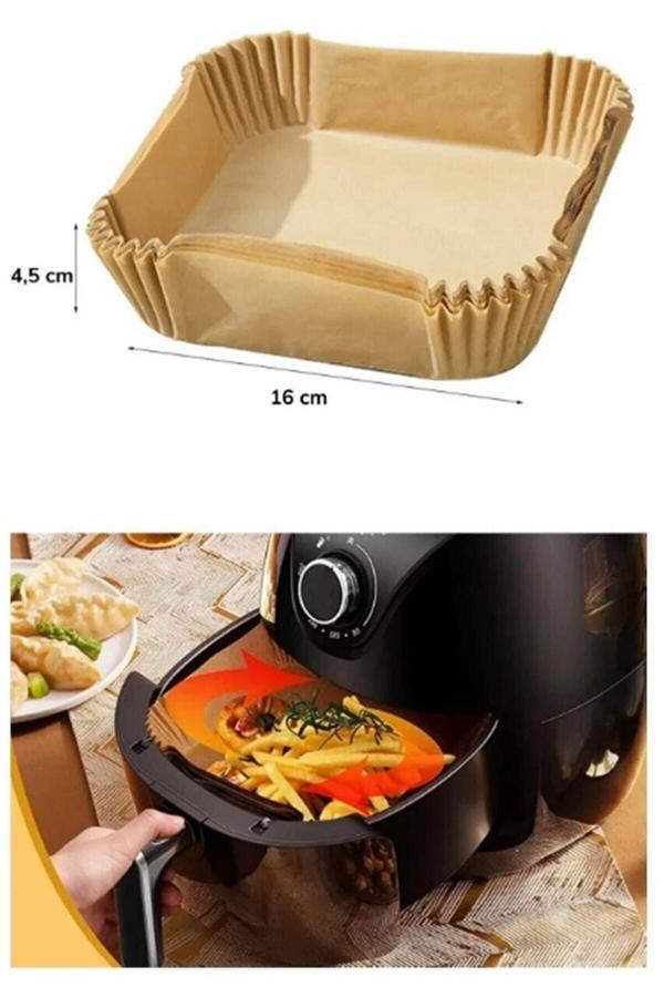 Qesqin Airfryer 20 Adet Kare Tabak Model Pişirme Kağıdı | Hava Firitözü Airfryer Yağsız Firitöz Pişirme - Image 1