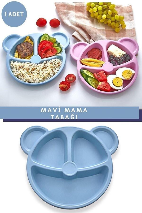 Qesqin Ayıcık Şekilli Mama Ve Yemek Tabağı | Çocuk Yemek Tabağı | Figürlü Çocuk Tabağı - Mavi Renk 20Cm - Image 1