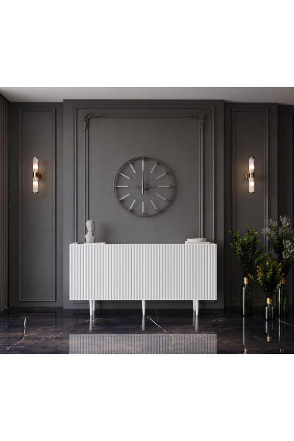 Enwood Capella Beyaz Mdf 4 Kapaklı Raflı 140 Lık Konsol - Image 1