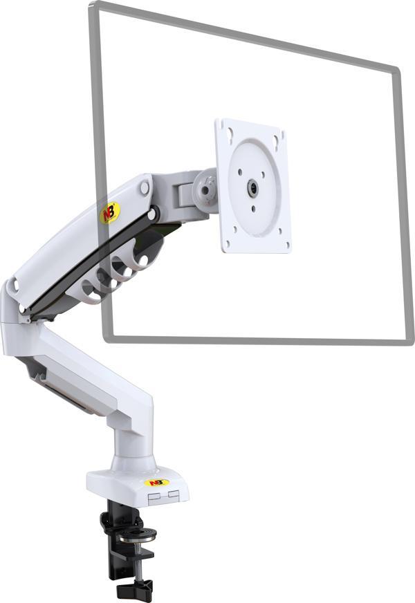 North Bayou Nb F80 17"-30" Amortisörlü 2-9 kg Monitör Standı Beyaz - Image 1