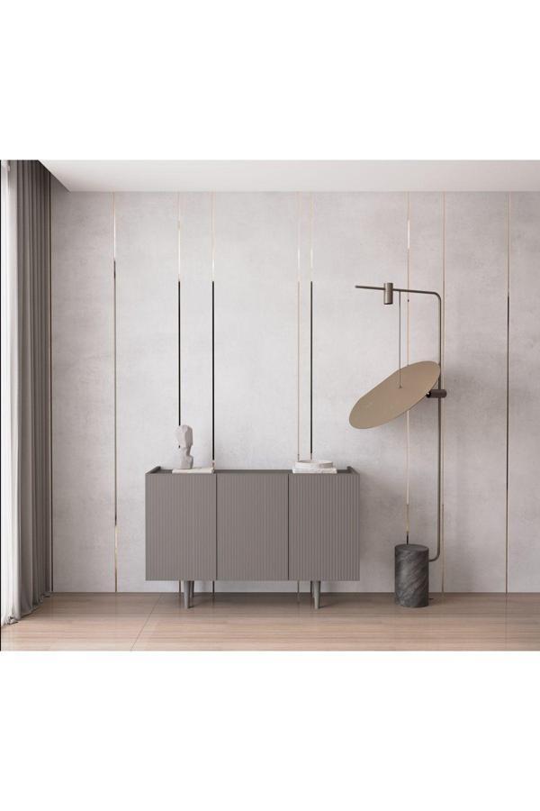 Enwood Capella Gri Mdf 3 Kapaklı Raflı 120 Lık Konsol - Image 1