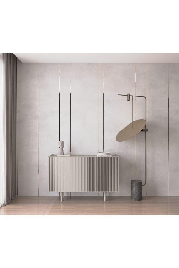 Enwood Capella Kum Taşı Rengi Mdf 3 Kapaklı Raflı 120 Lık Konsol - Image 1