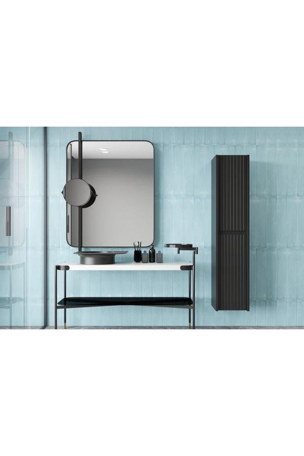 Enwood CAPELLA MODÜLER SİYAH DUVARA MONTE MDF BANYO DOLABI  (ÖLÇÜSÜ 138 CM  X 34 CM x 32 cm) - Image 1
