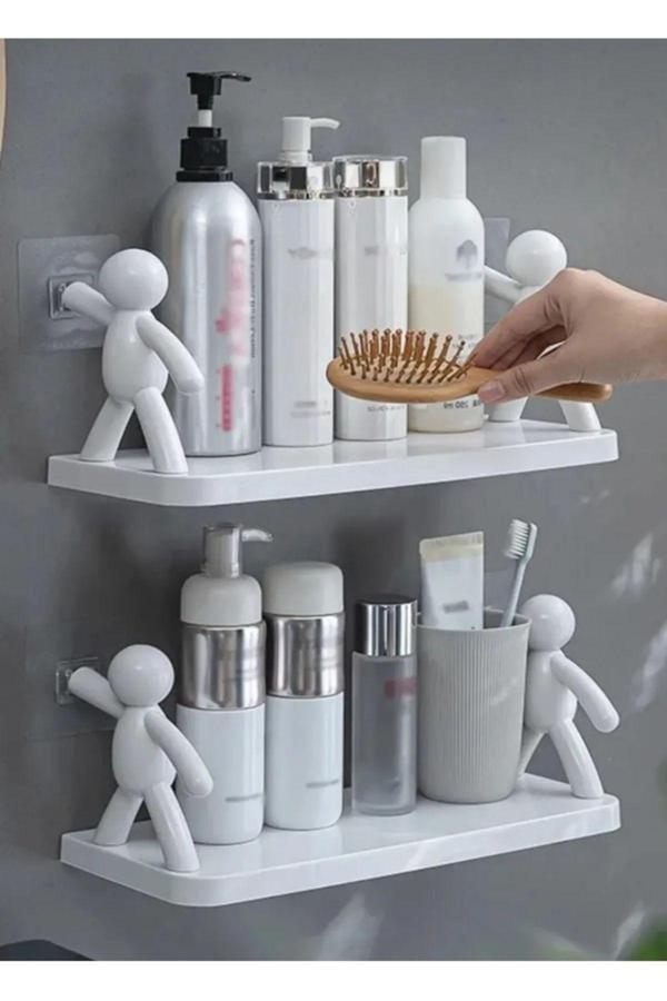 Qesqin Kendinden Yapışkanlı Craft Banyo Rafı Tarz Baharatlık Rafı Organizer Düzenleyici Rambo Raf - 1 Adet - Image 1