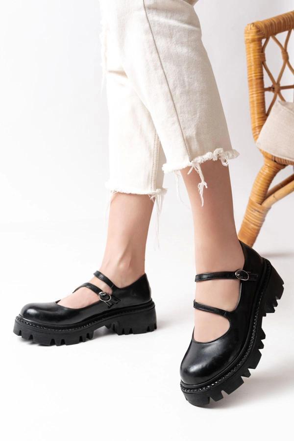 868-756 Siyah Rugan Günlük Yüksek Tabanlı Loafer Ayakkabı - Image 1