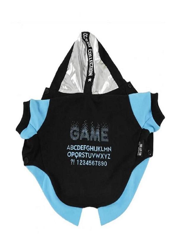 Mavi Siyah Kapşonlu Kedi Köpek Sweat Ceket - Image 1