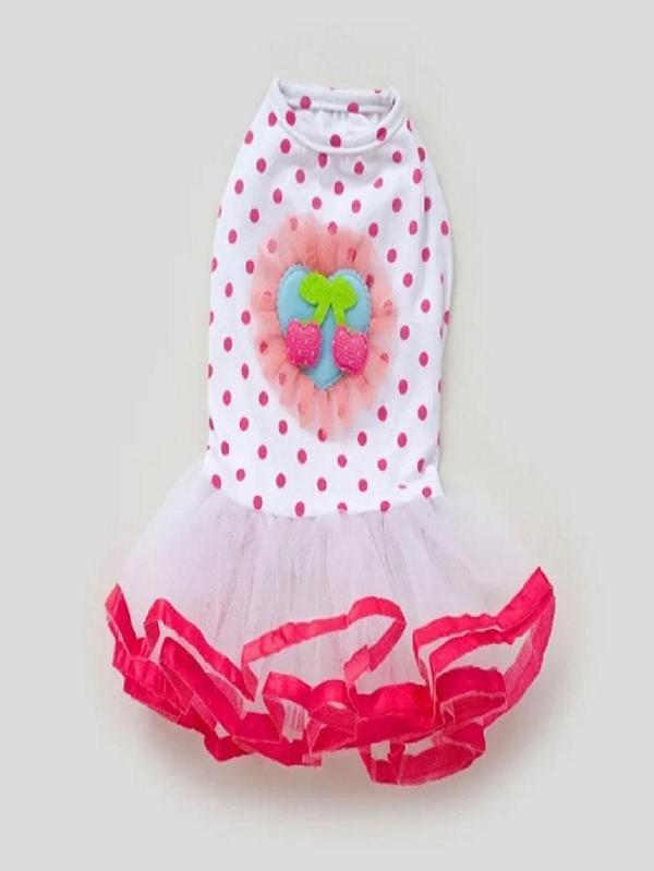 PEMBE ÇİLEK TÜTÜLÜ KEDİ KÖPEK ELBİSE - Image 1