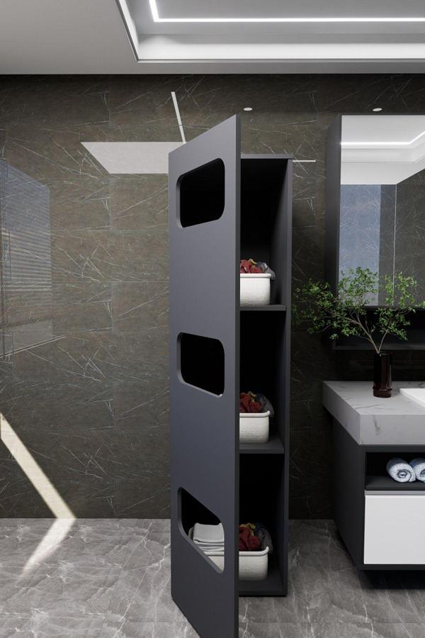 Mirobi Lavina Banyo Kirli Sepetli Çamaşır Dolabı Antrasit - Image 1