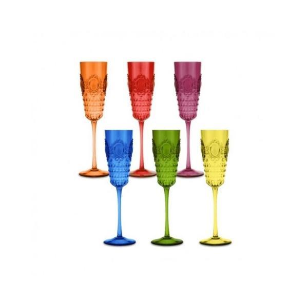 Baci Milano Baroque Rock Anniversary 6lı Renkli Flüt Kadeh Seti - Image 1