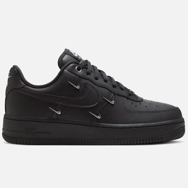 Nike Air Force 1 '07 LX ''Metallic Swooshes'' Leather Sneaker Hakiki Deri Kadın Günlük Spor Ayakkabı Siyah - Image 1