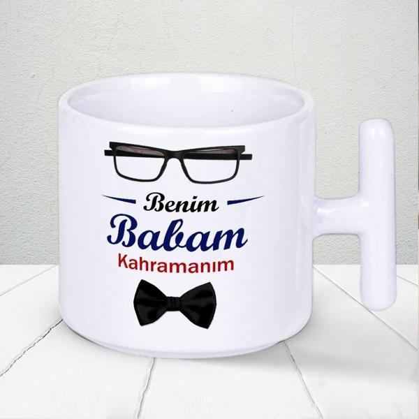 Benim Babam Kahramanım Baskılı Babalar Gününe Özel Hediyelik T Kupa Bardak - Image 1