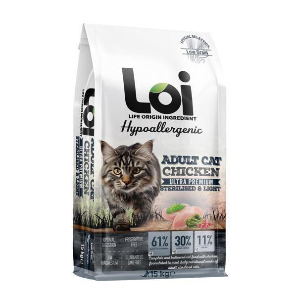 Loi Hipoalerjenik Sterilised Kısır Kedi Maması Tavuklu 15 Kg - Image 1