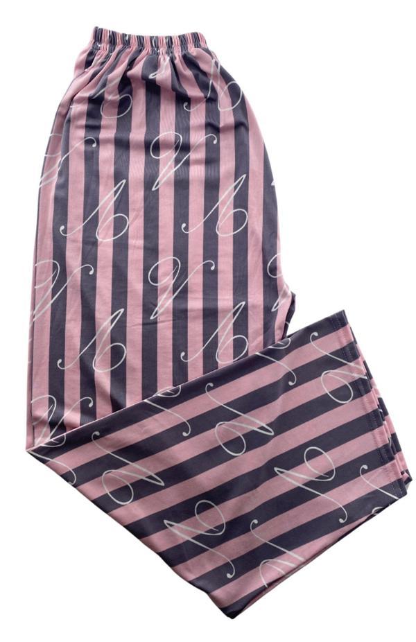 Kadın Kalın Pembe Çizgili Pijama Altı Milan -003 - Image 1