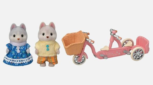 Calico Critters Husky Tandem Cycling Set Figür Oyuncak Seti - Image 1
