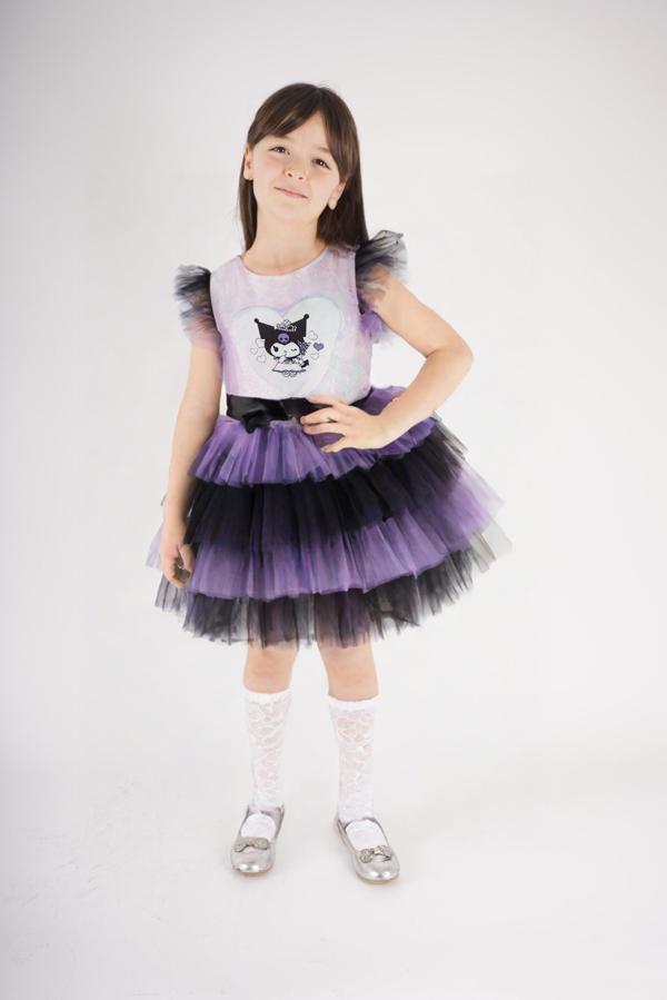 KIZ ÇOCUK KUROMİ MODELLİ TÜL TÜTÜ ETEKLİ ELBİSE - Image 1