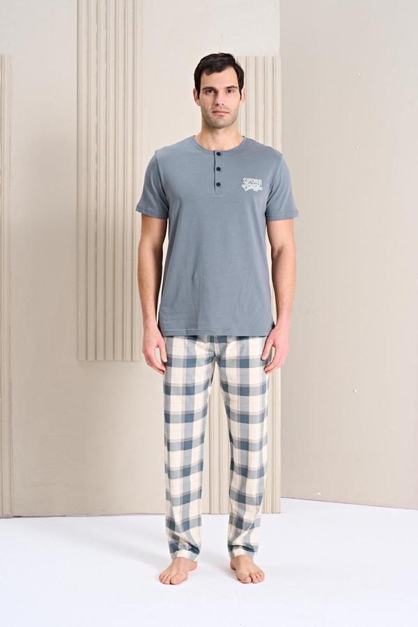 Erkek Önü Patlı Altı Uzun Pijama Takım | 1758 - Image 1