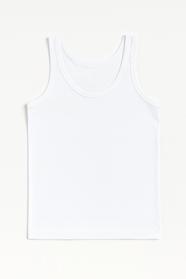 Erkek Çocuk %100 Pamuklu Süprem Kalın Askılı Atlet | Beyaz K0702 - Image 1