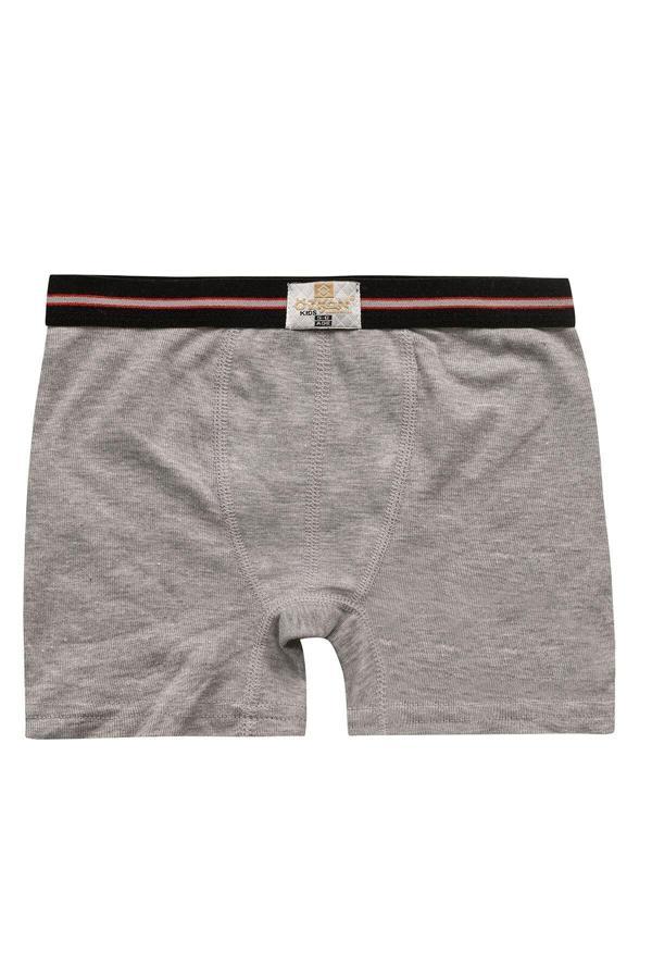 Erkek Çocuk  Pamuklu Esnek Yumuşak Boxer Şort | Gri Melanj K0711 - Image 1