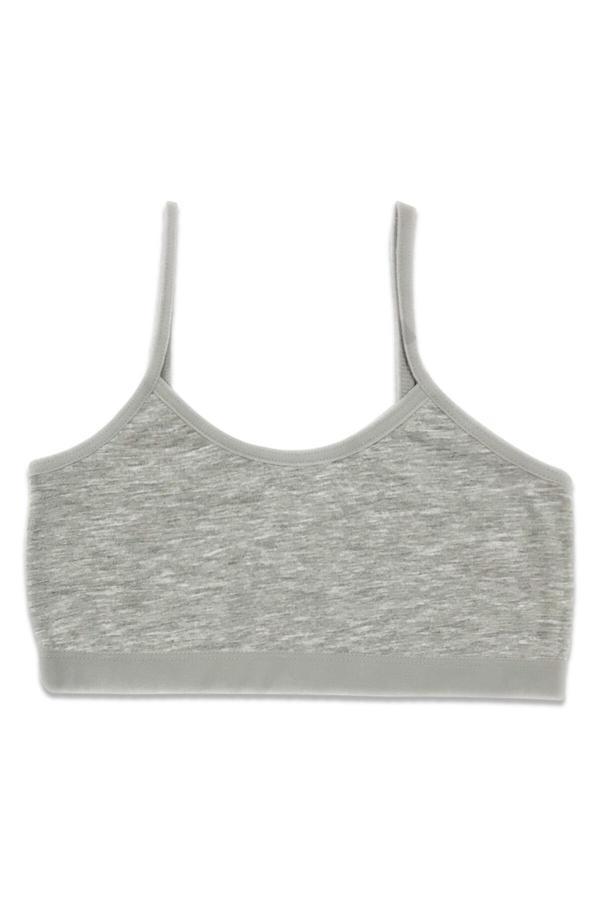 Kız Çocuk Pamuklu İnce Askılı Alıştırma Sütyeni | Gri Melanj K42324 - Image 1