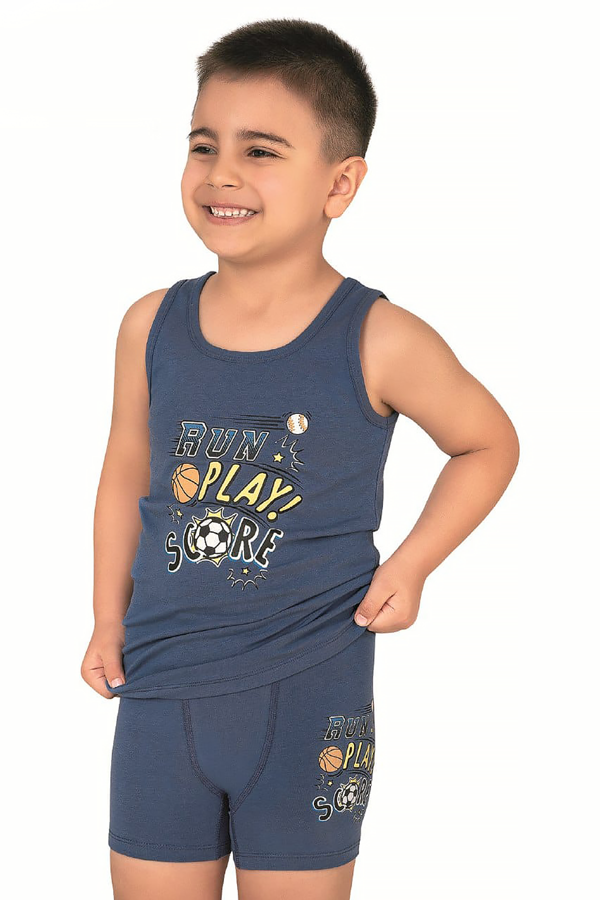 Erkek Çocuk Likralı Süprem İç Giyim Takım | Mavi 32057 - Image 1