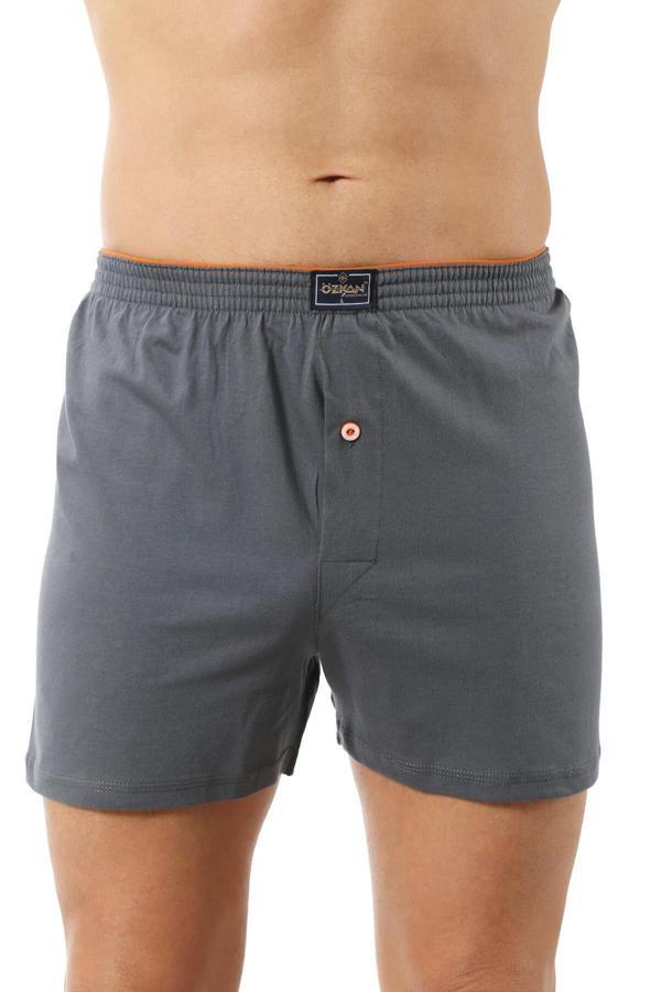 Şardonlu Pamuklu Düğmeli Penye Erkek Boxer | Antrasit K0041 - Image 1
