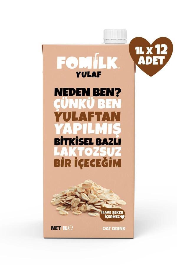 Fomilk Yulaf Sütü Bitkisel Bazlı Laktozsuz Vegan1 L x 12 Adet - Image 1