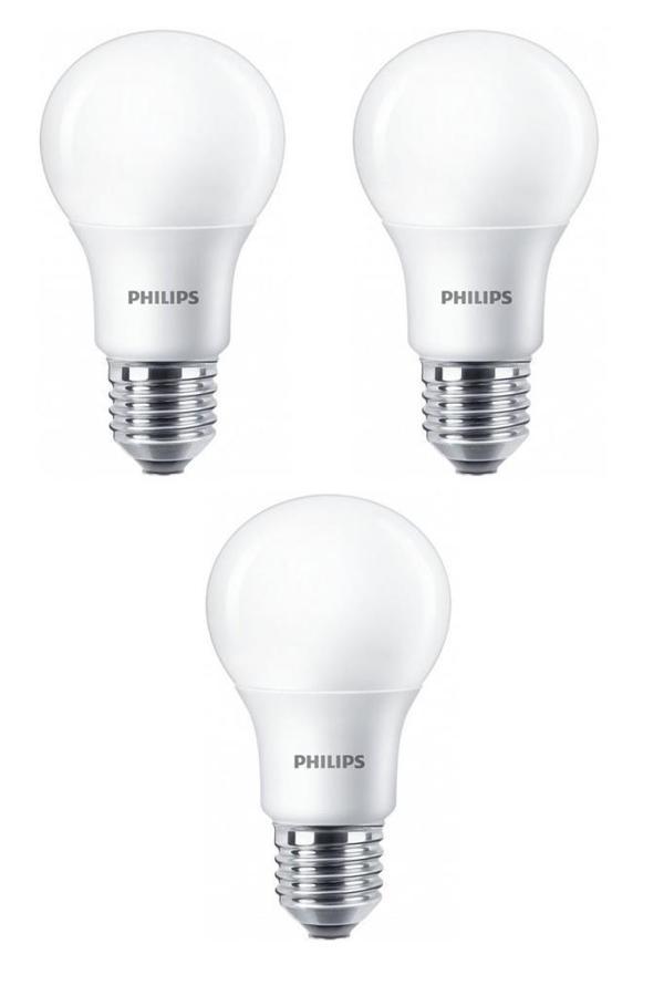 Philips (8W) 60W  Led Ampul Beyaz 6500K E27 (3 Adet) Tasarruflu Led Lamba - Image 1