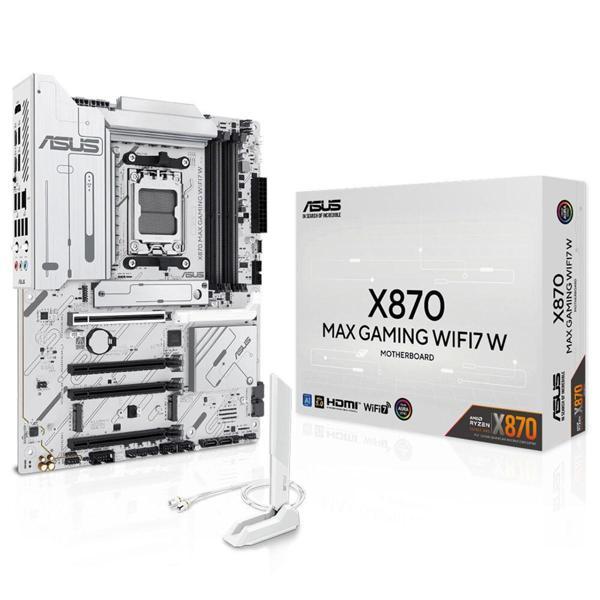 ASUS X870 MAX GAMING WIFI7 W AMD X870 AM5 DDR5 8000 HDMI 2xUSB4 3x M2 USB3.2 WiFi 7 + BT AURA RGB 5Gbit LAN ATX 12+2+1 Güç Aşamaları, Çift USB4, 3xM.2 - Image 1
