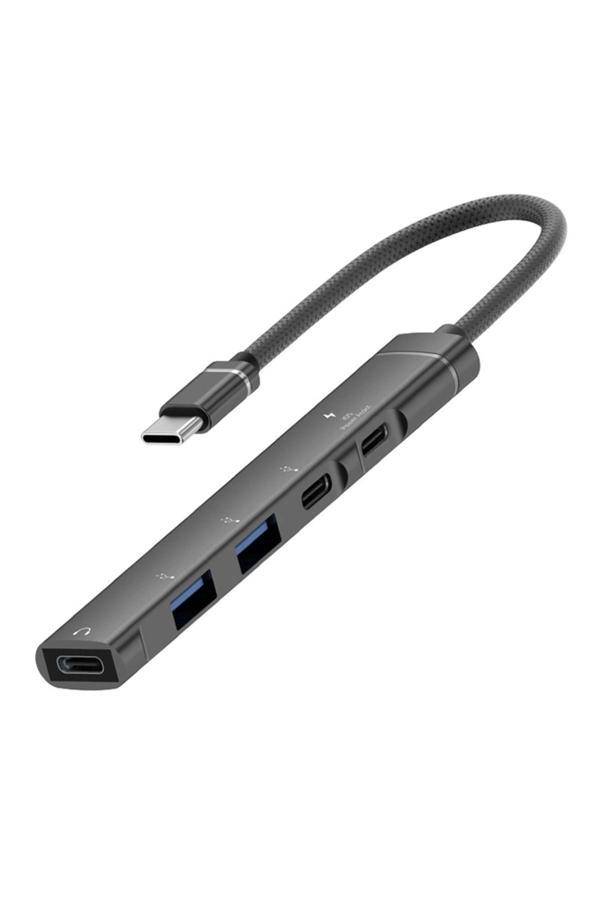 HB01 5In1 Type C Dönüştürücü Adaptör Hub Çoklayıcı SIYAH - Image 1
