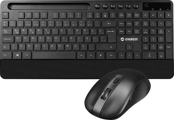 Km-9676 Siyah Kablosuz 800-1200-1600 Dpi Q Standart Klavye + Mouse Set - Image 1