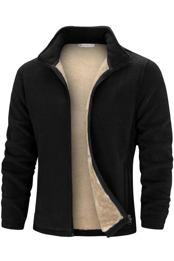 Ghassy Co. Erkek Ultra Isı Peluş Astarlı Cepli Tam Fermuarlı Polar Ceket - Image 1